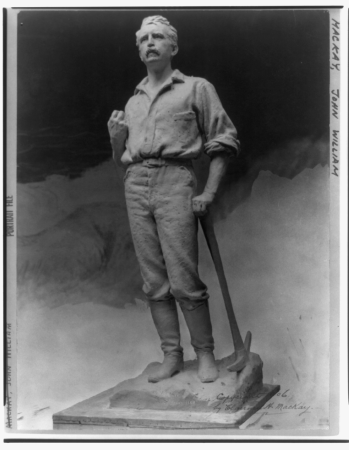 John William Mackay, full length portrait, standing, with pickax LCCN2016651075, Gutzon Borglum, 1906