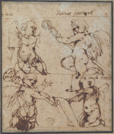 Putti with a Mitre, Crosier Mace, Book, and Candle, Daniele Crespi, between 1597 and 1630