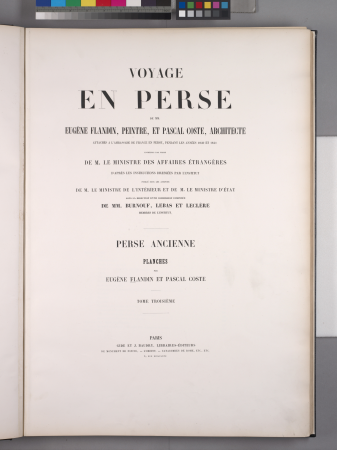 Journey to Persia. Ancient Persia. Plates. Volume three. [Title page], 1851