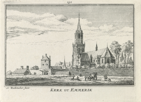 St. Aldegundiskirche te Emmerik Kerk tot Emmerik (titel op object), RP-P-OB-73.645, Abraham Rademaker, between 1727 and 1733