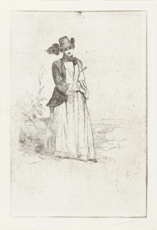 Staande vrouw met rijzweep, RP-P-BI-2721, Karel Frederik Bombled, between 1832 and 1902