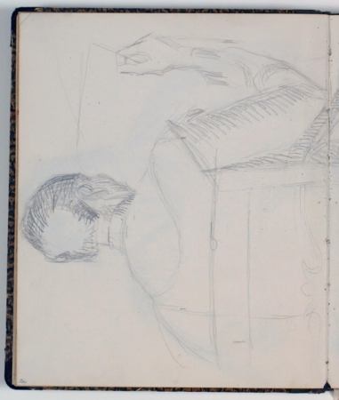 Study of a man with his back turned sitting in a chair, Niels Larsen Stevns