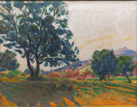 The Olive Grove. With Cagnes in the Background. Against the Light, Niels Larsen Stevns, 1923