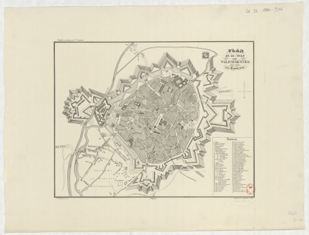 Map of the town of Valenciennes and its surroundings / E. Boldoduc lith.; lithog. by Fx, 1840