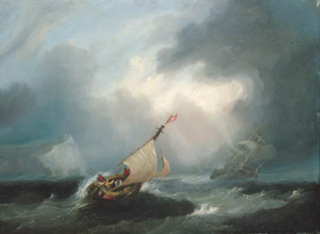 Shipping in a squall off the Needles, Frederick Calvert