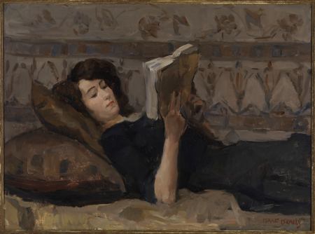 Girl reading on a couch., Isaac Israëls, circa 1920