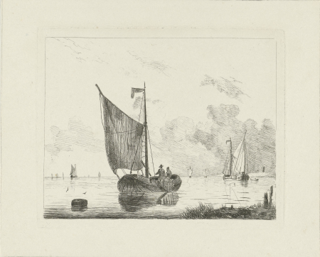 Vissersboot met twee vissers, RP-P-OB-55.781, Willem Gruyter, between 1832 and 1880