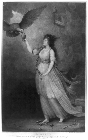 Liberty. In the form of the goddess of youth, giving support to the bald eagle LCCN2003689261, Edward Savage, 1796