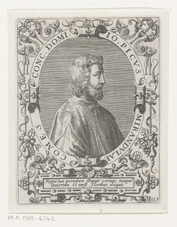 Portret van Giovanni Pico della Mirandola Io. Picus Mirandulae (titel op object), RP-P-1909-4342