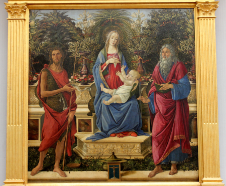 Madonna and Child with both Saints John. Bardi altarpiece, Sandro Botticelli, from 1484 until 1485