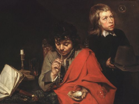 Two boys blowing bubbles, Jacob van Oost, between 1640 and 1650