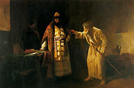 Ivan the Terrible in the cell of St. Nicholas the Fool, in Pskov, Ivan Pelevin, 1877