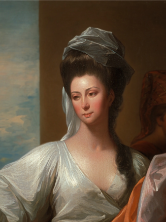 Isaac's servant tying the bracelet on Rebecca's arm, Benjamin West, 1775