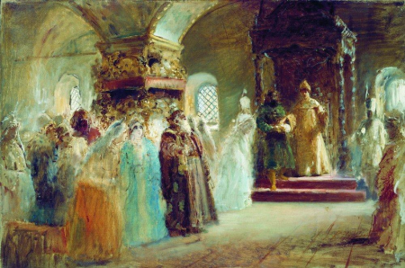 The Bride-show of tsar Alexey Michailovich, Konstantin Makovsky, 1887