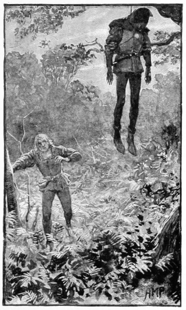 04 Dick, leaning on the tree trunks as he went, drew nere to this grim object-Illustration by H. M. Paget (1856-1936) for The Black Arrow by RL Stevenson - courtesy of British Library, 1897