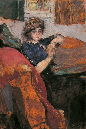 Vuillard - Mlle Nathanson in the Artist's Studio (The Model on a Sofa or Mlle Grandidier), c.1912, Édouard Vuillard, circa 1912