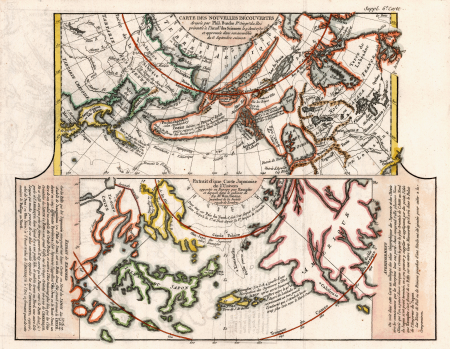 Map of New Discoveries drawn up by Phil. Buache Pr. Géogr? Du Roi presented to the Academy of Sciences on August 9, 1752 and approved in its assembly of September 6 following, Philippe Buache, between 1772 and 1777