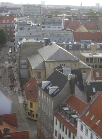 The synagogue in Krystalgade, Copenhagen from above