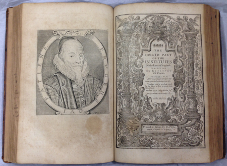 Edward Coke, The Fourth Part of the Institutes of the Laws of England (2nd ed, 1648, frontispiece and title page) - 20131124, John Payne