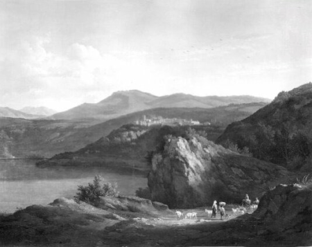 Shepherd and his flock by Lake Nemi, Abraham Teerlink, circa 1801