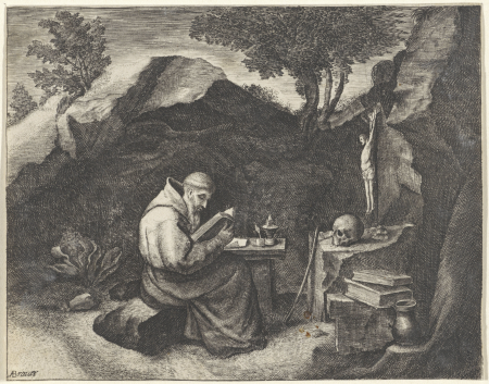 H. Franciscus lezend in een grot, RP-P-OB-11.147, Adriaen Brouwer, between 1625 and 1727