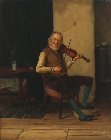 An old fiddler, Christian Thørrestrup, circa 1854