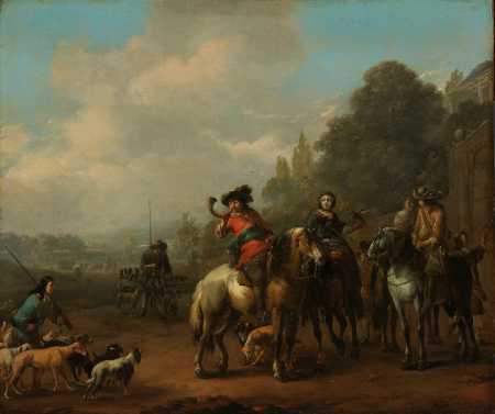The return of the hunt, Johannes Lingelbach, between 1650 and 1674