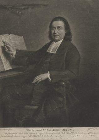 Samson Occom by Jonathan Spilsbury, after Mason Chamberlin, 1768, mezzotint on paper, from the National Portrait Gallery - NPG-NPG 71 15Occom1L-000001, Jonathan Spilsbury