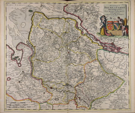 Ducatus Bremae & Ferdae maximaeque partis fluminis Visurgis descriptio, Cornelis Danckerts, after 1696