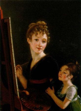 Self-Portrait at an Easel and With a Young Girl, Isabelle Pinson, circa 1804 ?