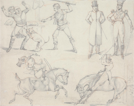 Symptoms: of Full Pay, of Half pay, of a strong attachment in the Dog, of anything but go, of no strong attachment to the Horse, Henry Thomas Alken, between 1818 and 1822