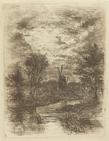 Landschap met molen, RP-P-1911-5420, Johan Frederik Croockewit, between 1842 and 1898