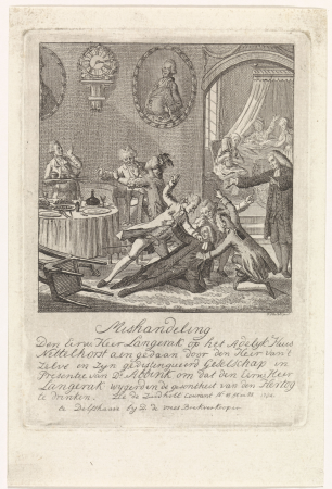 Mishandeling van predikant Langerak in het Huis Netelhorst bij Lochum, RP-P-1937-1613, Joannes Hulstkamp, between 1784 and 1786