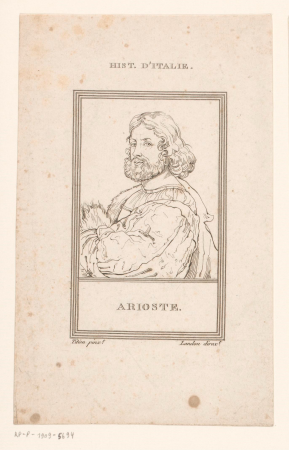 Portret van Ludovico Ariosto Arioste (titel op object), RP-P-1909-5694, Titian, between 1805 and 1811