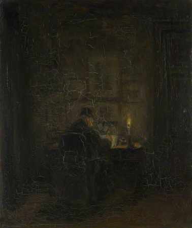 An Old Man writing by Candlelight, Jozef Israëls, between 1883 and 1901