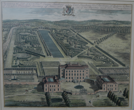 An engraving of Chevening by Johannes Kip (d.1722) after Thomas Badeslade (d.1742), published (in History of Kent) 1719 by John Harris, Thomas Badeslade