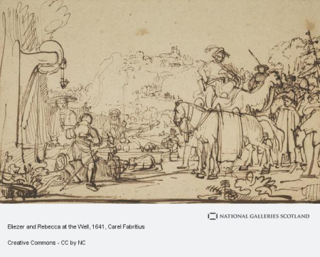 Attributed to Carel Fabritius - Eliezer and Rebecca at the Well, D 1338, Carel Fabritius, circa 1641