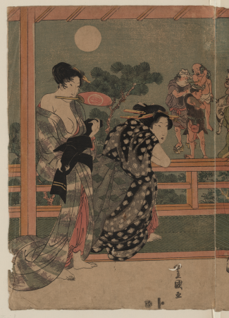 Women watching a sumō match under a full moon (Tsukiyo ni sumō o miru onna), Utagawa Toyokuni I, between 1818 and 1825