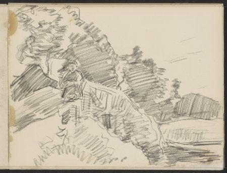 Man in een heuvellandschap, RP-T-1993-44-6, Willem Bastiaan Tholen, between 1870 and 1931