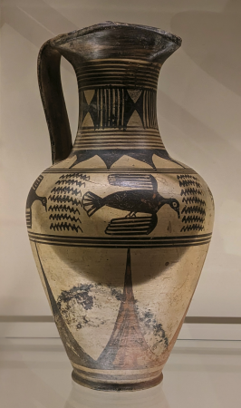 Oenoché with geometric patterns and birds