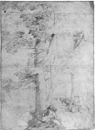 Jupiter and Io at the bottom of a tree, Pieter Balten