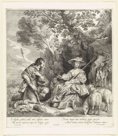 Coridon en Sylvia met de schapen, RP-P-OB-23.942, Jacob Jordaens, between 1620 and 1680