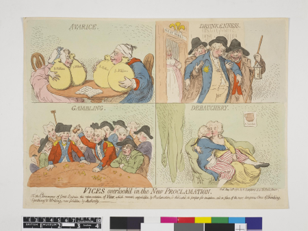 Vices overlook'd in the new proclamation., James Gillray, 1792