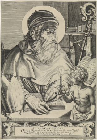 Kerkvader Augustinus De vier kerkvaders (serietitel), RP-P-1905-1987, Egbert van Panderen