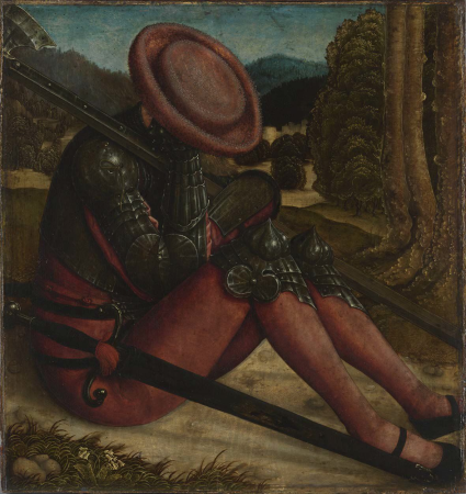 Sleeping Grave Guardian with Sword and Halberd, Bernhard Strigel