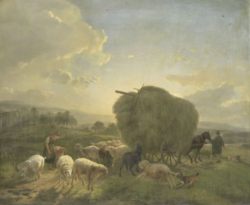 Landscape with sheep and a hay wagon, between 1822 and 1824
