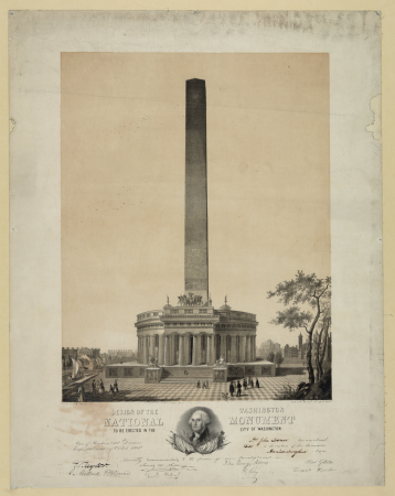Design of the Wasihngton (i.e. Washington) national monument to be erected in the city of Washington - design by Robt. Mills archt. ; lithd. by Chas. Fenderich, Wash. LCCN2006678338, Charles Fenderich, 1846