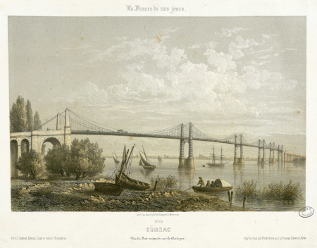 Cubzac - View of the suspension bridge over the Dordogne, Charles Mercereau, between 1853 and 1876
