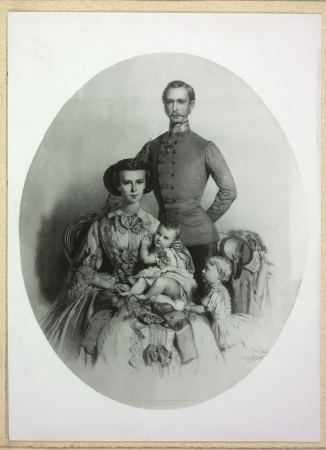 Empress Sisi, Emperor Franz Joseph, Archduchess Sophie and Archduchess Gisela., Eduard Kaiser, 1856
