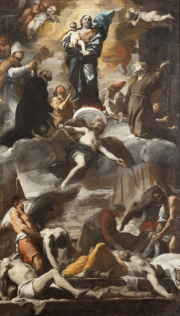 The Sketch of a votive fresco for the plague of 1656 by Mattia Preti is a painting (oil on canvas, 127 x 75 cm) located in Naples in the Capodimonte Museum (inv. Q 262), in the Neapolitan Gallery., Mattia Preti